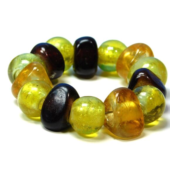 Glass Bead Napkin Rings Set of 4 Lampwork Handmade Amber Topaz Brown - Picture 6 of 7
